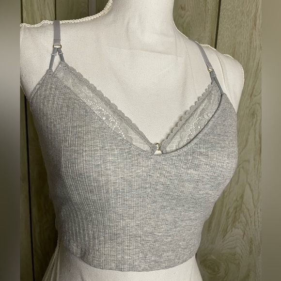 Gray Aerie Ribbed Crop Bra Top - Picture 2 of 4